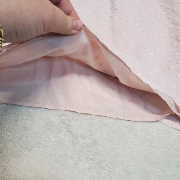 J. Crew Soft Pink Swiss Dot Ruffle Flowy Long Sleeve V Neck Blouse Top‎ Women S - Picture 4 of 10